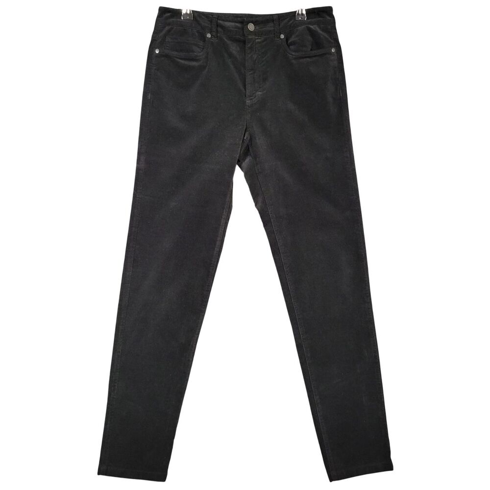 J MCLAUGHLIN Black Stretch Velvet Mid Rise Skinny Pants Twee Holiday SIZE 6